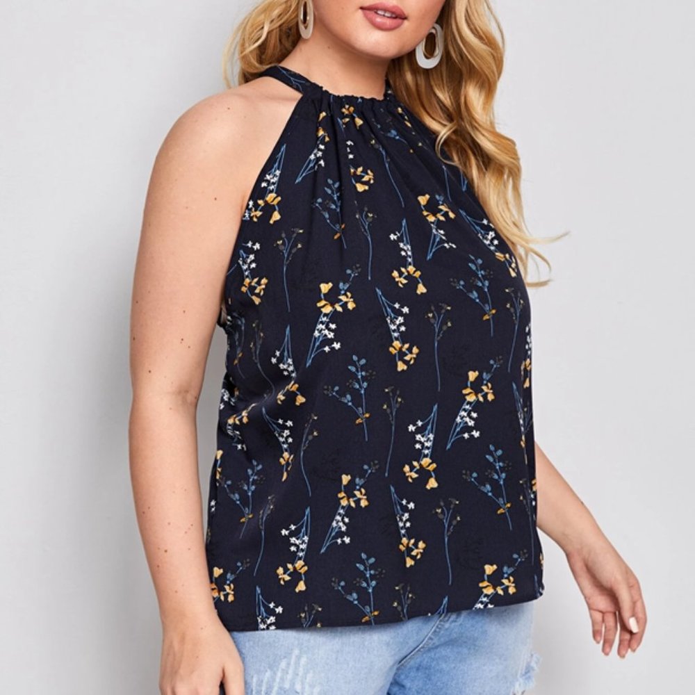OUT of STOCK - Curvy Gal Navy Halter Top - Picture 4 of 5